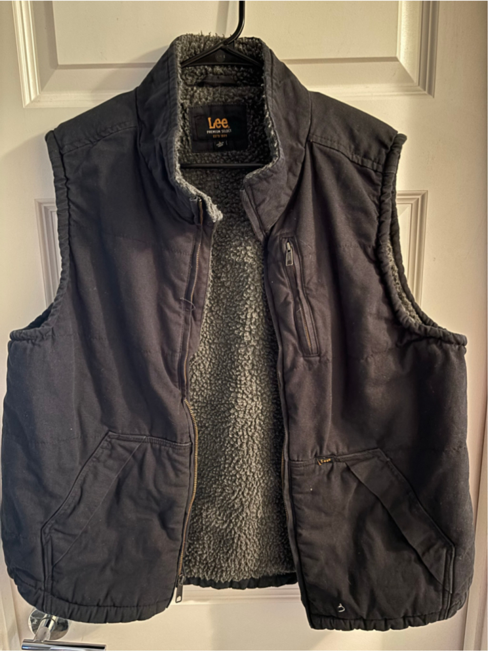 Lee Premium Select Mens Sherpa Lined Canvas Workwear Vest Black Size Large